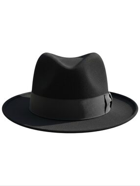 Godfather Capas Design 100% Wool Felt Hat Black Fedora Small 2.5" Brim